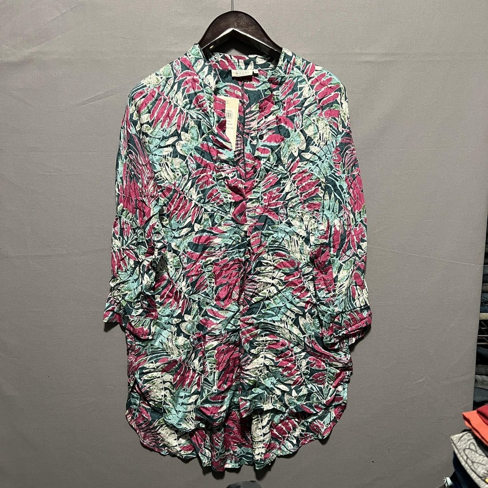 Masai‎ Tunic Top Womens Large Multicolor Gubi Oversize Floral Tropical Leaf